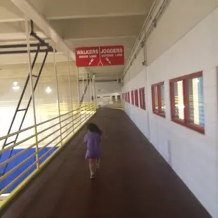 The indoor track (12 laps = 1 mile)