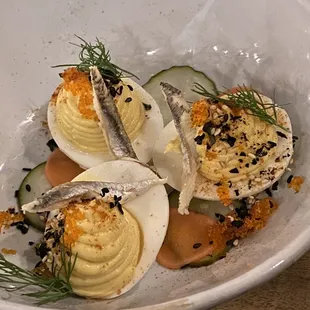 Deviled eggs with anchovies