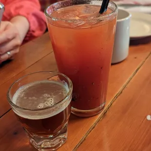 Bloody Mary with a snit of beer