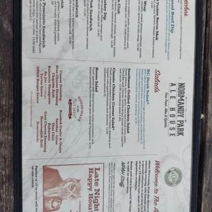 Menu side 1