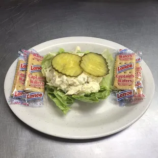Home Made Chicken Salad on lettuce