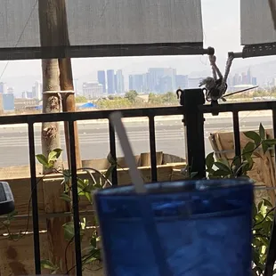 Patio with Las Vegas Strip view across from Desert Breeze Park