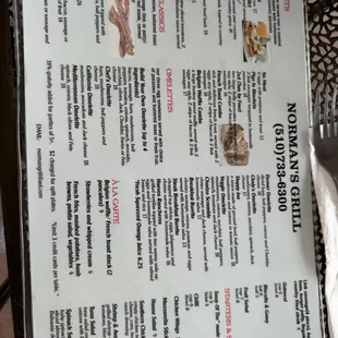 The menu