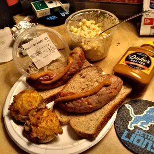 Crab Stuffed Mushrooms OMG Delicious, Cheddar Brats and Macaroni Salad