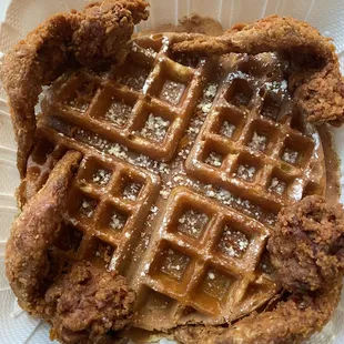 Chicken and waffles was delicious. The chicken wings were cooked perfect. It was seasoned well.  Yummy!