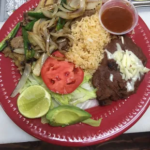 Carne asada plate $11.50 plus tax