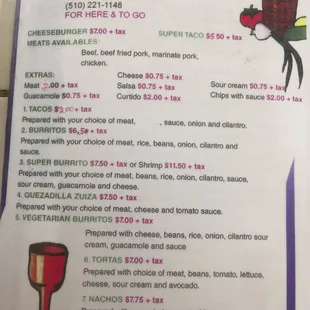 menu