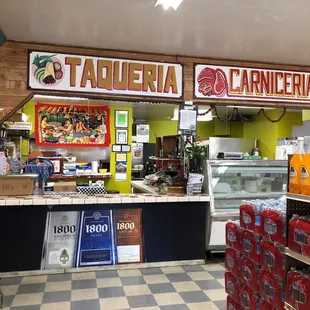 Inside the market is this taqueria and "deli" but really there are only burgers and dogs