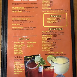 Menu back cover.