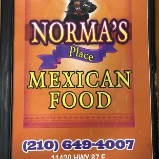 Menu cover