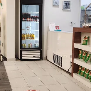 Refrigerator with available drinks.