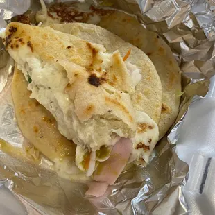 Forgot to take a pic so a Half eaten pupusas