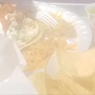 Baja tacos combo, Salsas, Chicken Taquito... Awesome.
