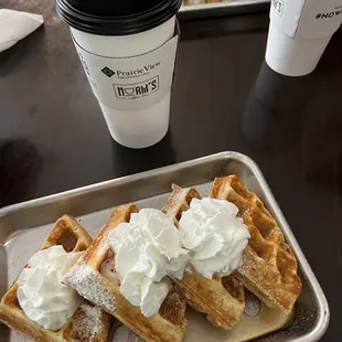 waffles with whipped cream