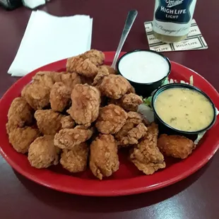 Boneless Chicken Wings, very dry and way to coated! No Celery, liquidy Blue Cheese Dressing Parmesan Garlic tasted awful.