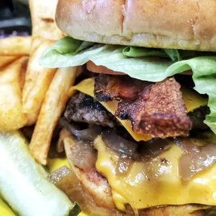 Double Bacon Cheeseburger and steak fries - Tuesday's!