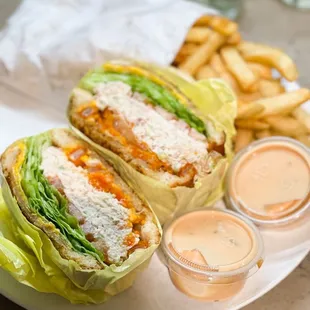 Tuna melt add lettuce, tomato, onion rings