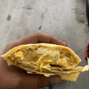 a person holding a sandwich