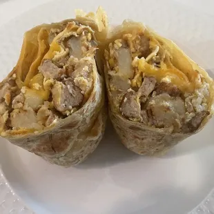 Suasage Breakfast Burrito.