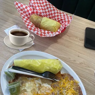 Huevo Rancheros Ham and Bacon Burrito