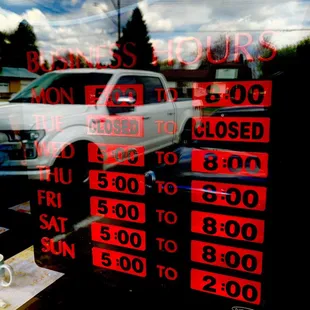a white truck in the window