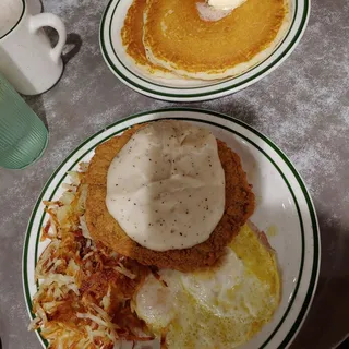 COUNTRY FRIED STEAK AND EGGS