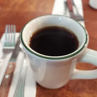 a cup of coffee on a table