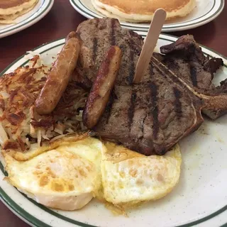 3/4 LB. T-BONE STEAK & EGGS
