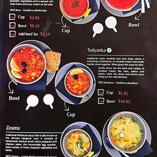 Soup menu