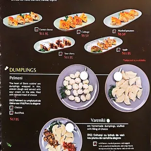 House specialties and dumplings