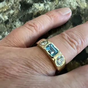 Custom ring by K Norris Jewelers.