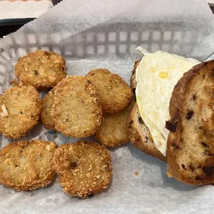 Fall breakfast sandwich, and their hash browns