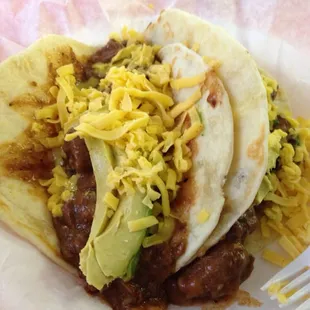 Carne Guisada with avocado and cheese