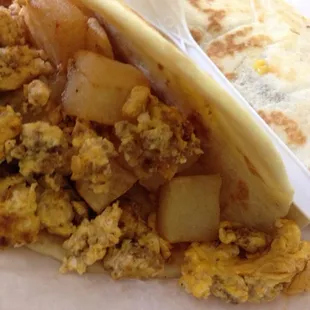 Chorizo, potato and egg