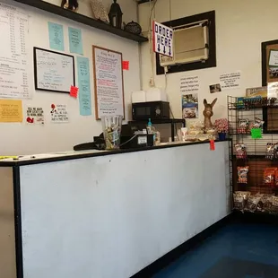 a view of the front counter