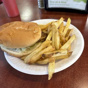 Grilled Chicken Sandwich w/fries.