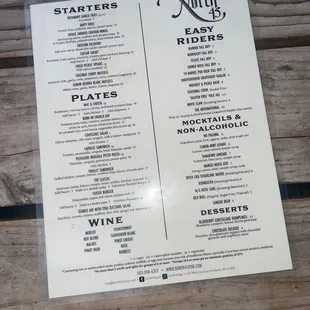menu