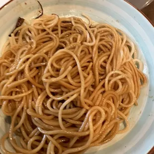 Scallion noodles . I don&apos;t know what to say . Tasted like oyster sauce and noodles