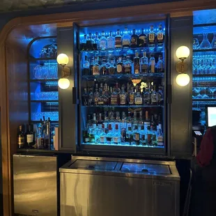 a bar with a lot of bottles of alcohol