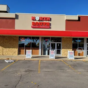 Front entrance, parking reserved for take out