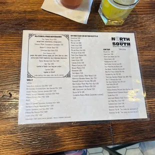 Bar menu