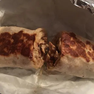 I ordered the chicken shawerma sandwich, which was supposed to be served in a pita pocket. More like a burrito in a tortilla.