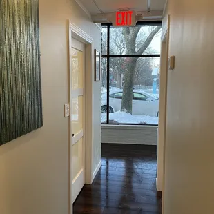 hallway leading to office