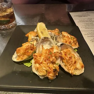 Firecracker crab topped baked oysters...AMAZING!