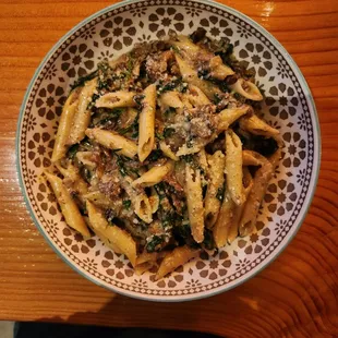 Penne pasta with lamb ragu