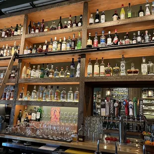 shelves full of liquor