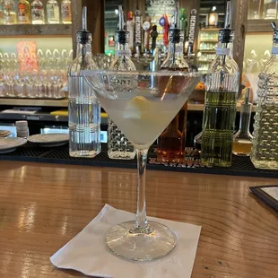 a martini on a napkin