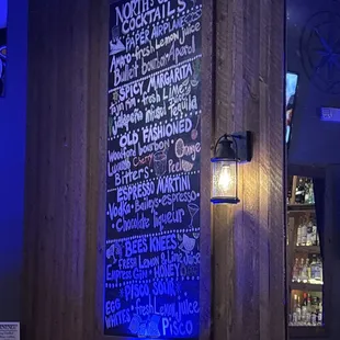 The cocktails menu