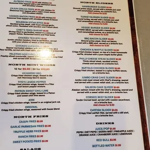 The menu