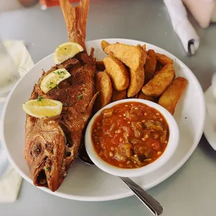 Snapper, Potato Wedges, Tomatoes &amp; Okra